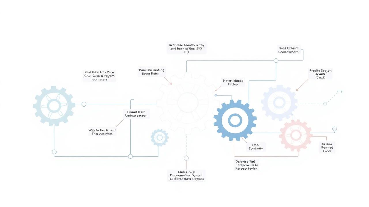 Workflow automation diagram with gears representing AI processes