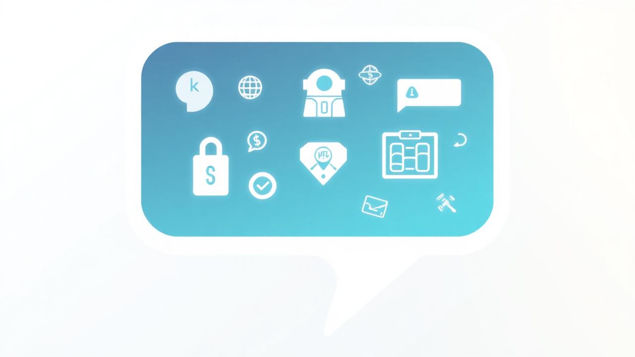 Conversational AI chatbot speech bubble with insurance icons