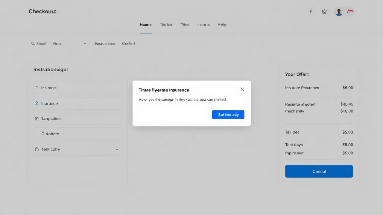 E-commerce checkout flow showing an AI-powered embedded insurance offer with one-click activation
