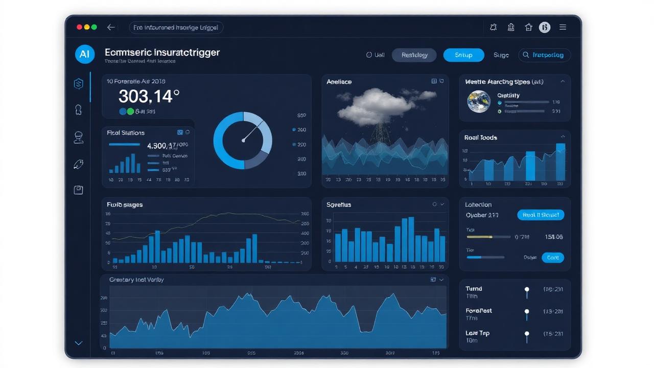 AI parametric insurance dashboard showing real-time weather, flood and IoT trigger data for 2026 instant payouts