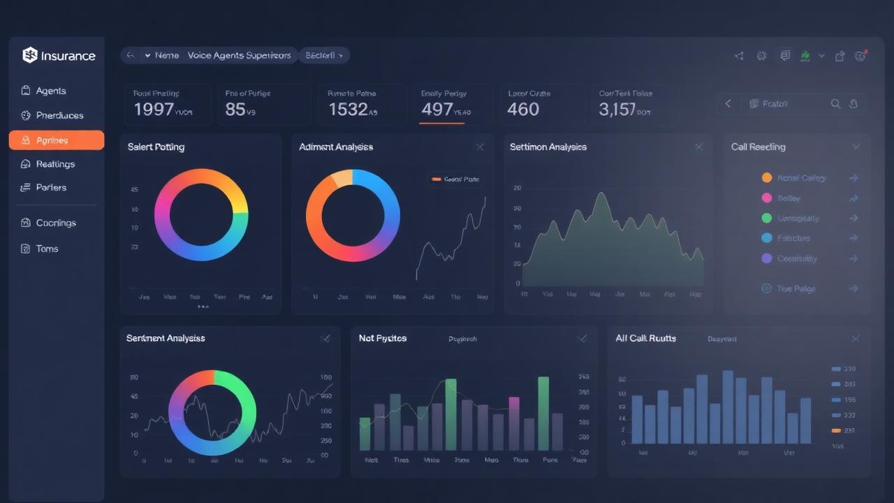 Insurance contact center supervisor dashboard in 2026 showing AI voice agent metrics, sentiment analysis and call routing in real time